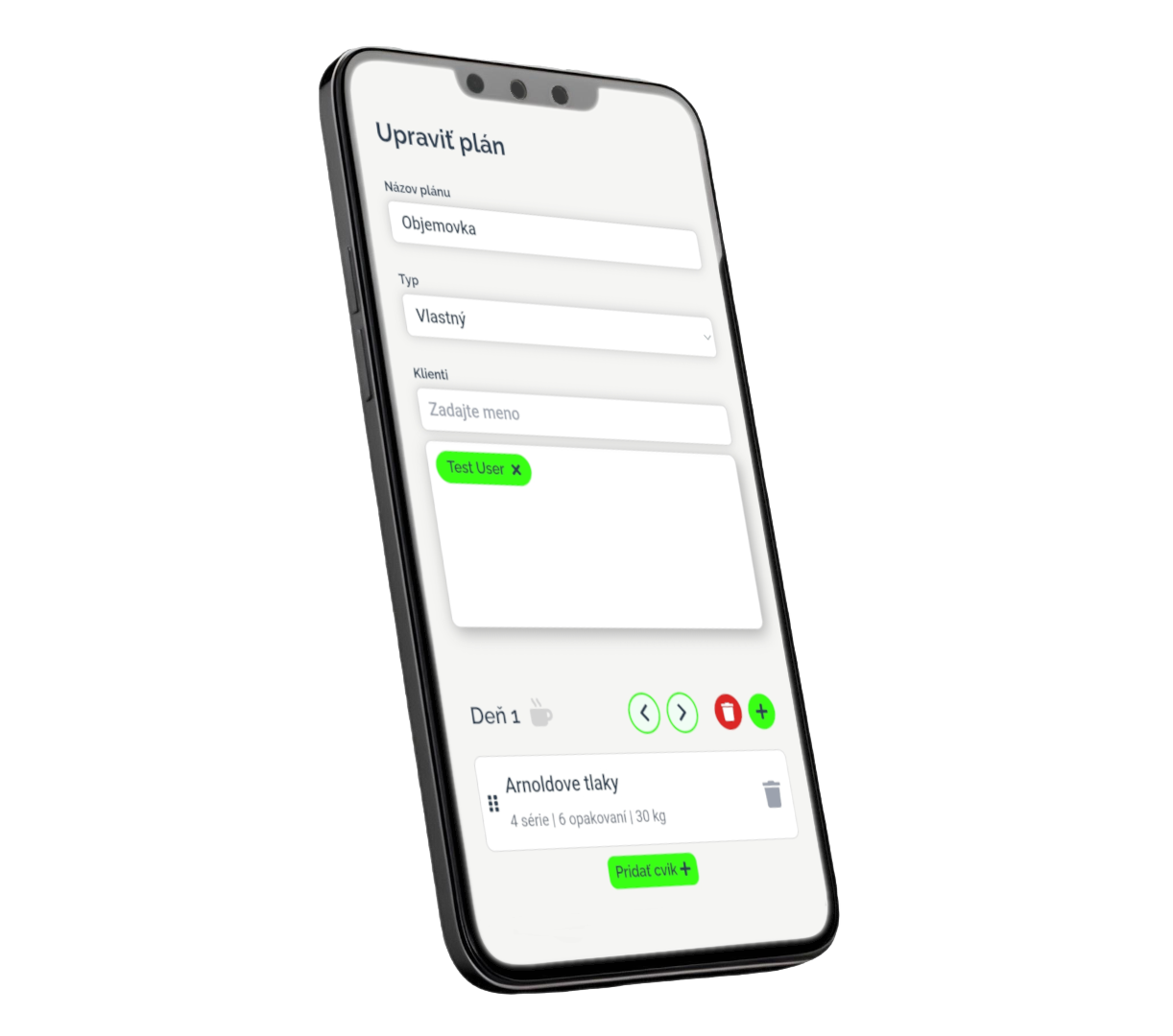 ActiveFlow - obrazovka s úpravou plánu